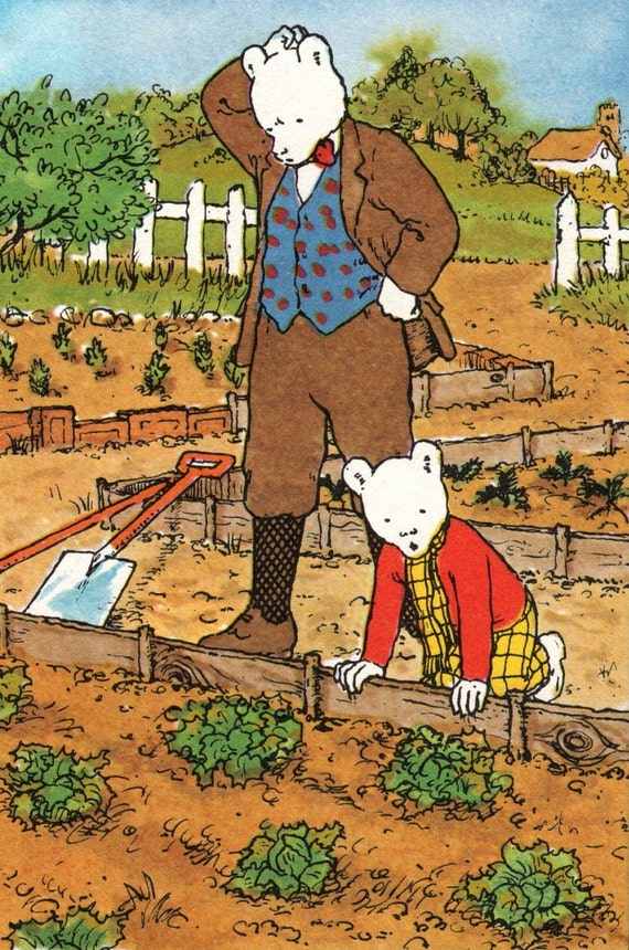 Rupert Bear Print Original Vintage Rupert and the Black Moth Delightful Nursery Children s Art Unique Gift