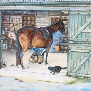 1989 Zoe Stokes Playful Cat Art – Original Vintage Print – Cat Lovers – Unique Gift (11)