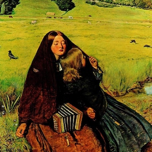 MILLAIS Oryginalny Vintage Book Print „The Blind Girl” – obraz prerafaelitów – wyjątkowy prezent