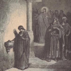 Gustave Doré: The Widow&#39;s Mite, 1887 Antique Bible Print