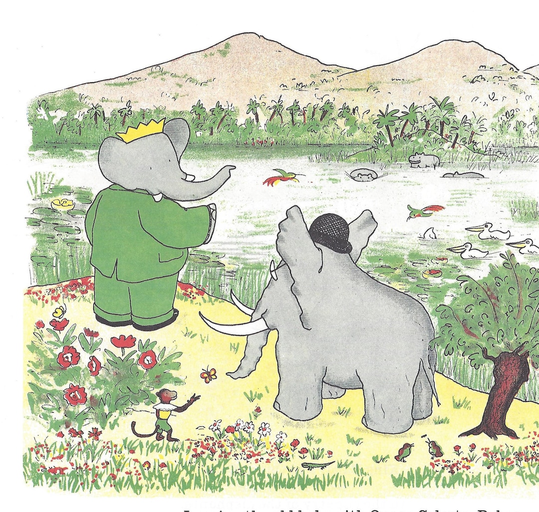 Babar the Elephant Original Book Print – Vintage Nursery
