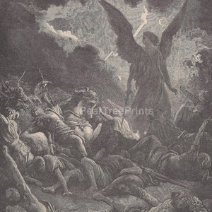 Gustave Doré Engraving: Destruction of Sennacherib&#39;s Host, Antique Bible Print