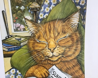 Zoe Stokes Cat Art Print: 1989 Vintage Lithograph