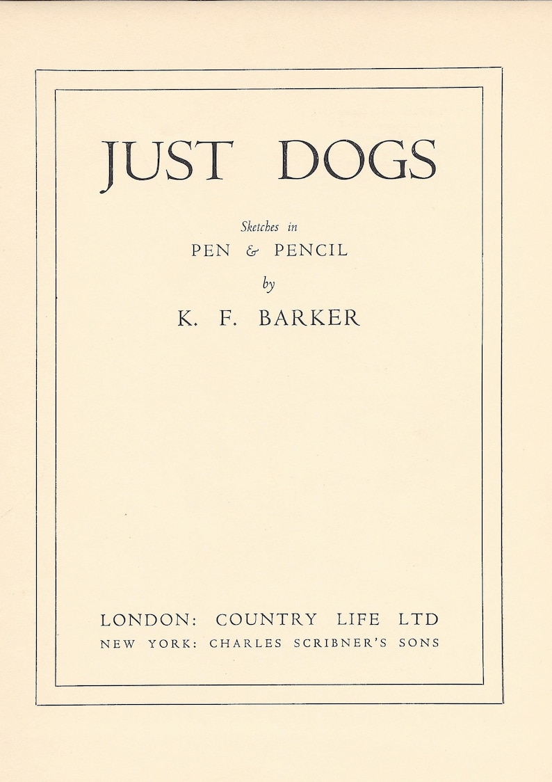 1935 KF Barker Original 2-sided Vintage Dog Print 25 Unique Gift for Dog Lovers