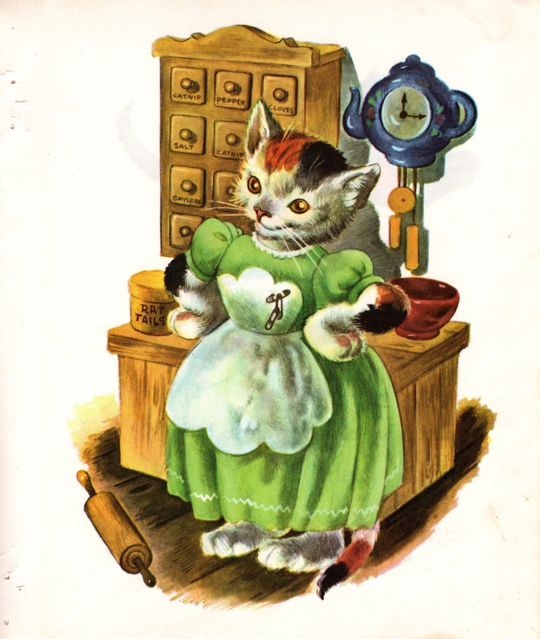 Vintage 1940s "three Little Kittens" Art Print: Retro Nursery Decor - Etsy
