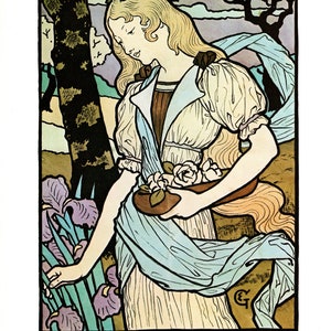 1899 Paul Berthon & 1893 Eugene Grasset Art Nouveau Original 2-sided Vintage Print Elegant Unique gift for art lovers image 3