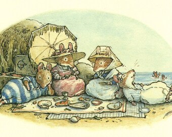 Brambly Hedge Print: Vintage Mice Picnic Illustration, Jill Barklem Art