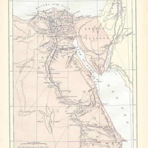 Antike Karte ÄGYPTEN, NAHER OSTEN aus der 9. Auflage Enzyklopädie Britannica 1875-1889 - seltener Originaldruck des 19ten Jahrhunderts - viktorianische Karte - Geschenk