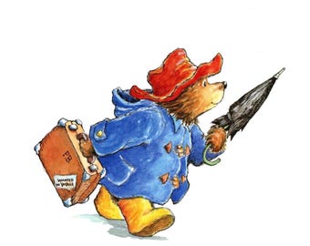 Vintage Paddington Bear Print: London Grand Tour, Nursery Art