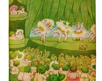 Gumnut Babies Original 1977 Vintage Print – May Gibbs’ Lovable Australian Bush Characters - Unique Gift