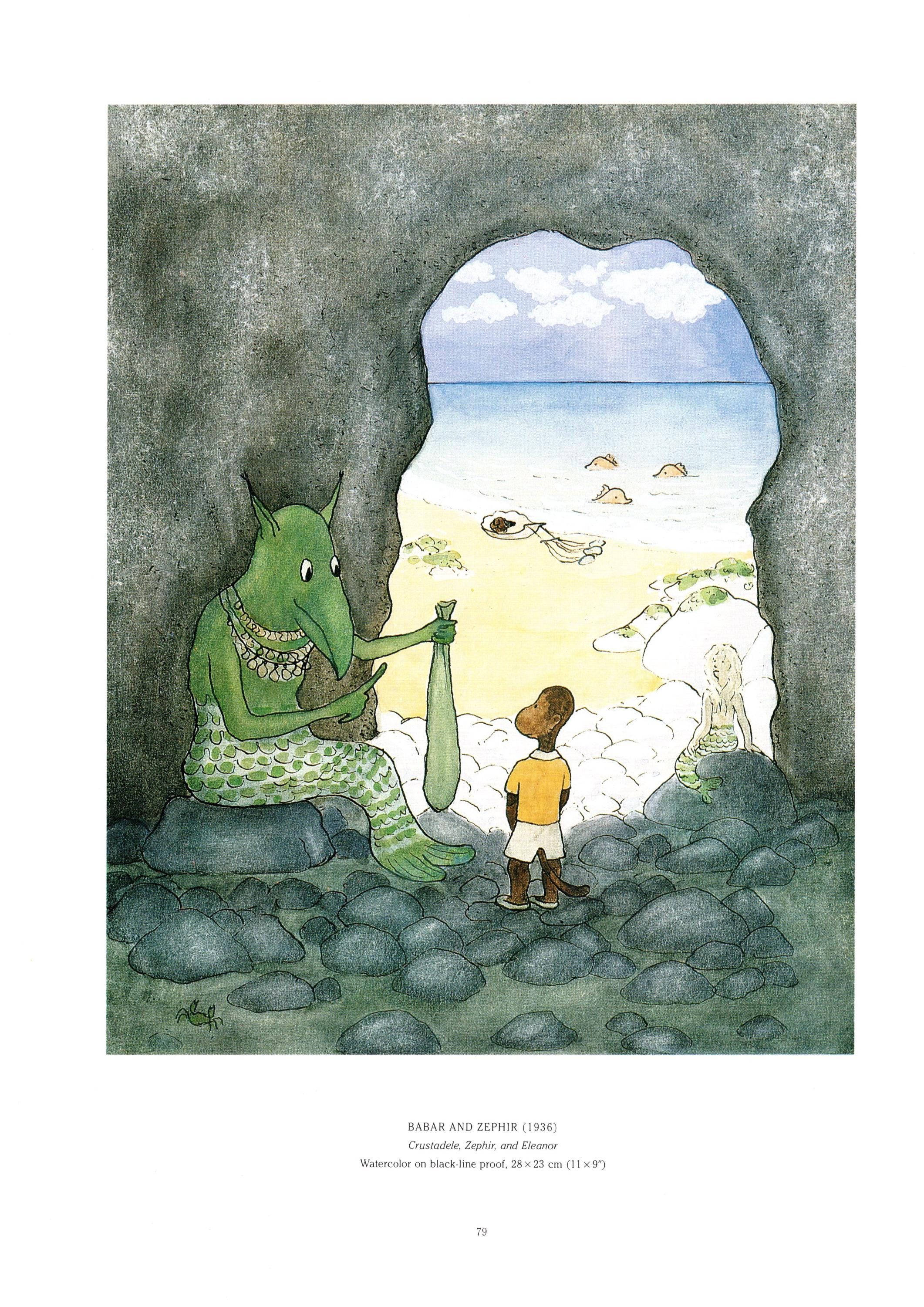 Babar the Elephant Art Print: Zephir and Mermaids, Vintage Nursery
