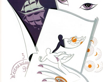 Impresión Art Déco de Erté: Diseños del zodiaco Géminis y Tauro