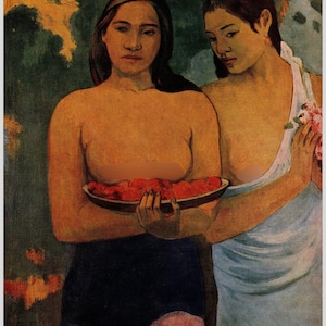 Gauguin Print: Tahitian Women With Mango Blossoms, Vintage Art Folio