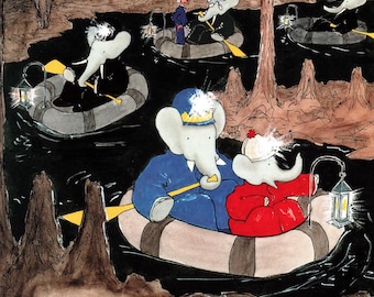 Babar en Avion 1989年 ブリュノフ アートポスター Babar En Avion Poster by Jean De Brunhoff A3 - Etsy