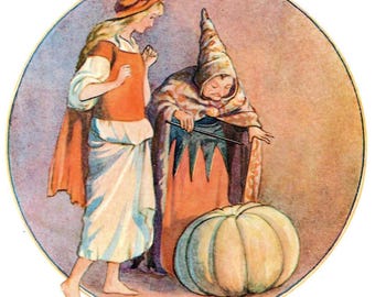 Margaret Tarrant Original Vintage 2-sided Print - Cinderella / Bluebeard - Traditional Fairy Tales – Child’s Room Décor