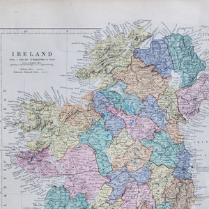 アンティーク アイルランド オリジナル 1889 マップ - 希少な 19 世紀の大型マップ - 地図収集家へのユニークなギフト - 地図作成