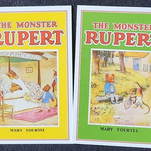 2 cartes postales Ours Rupert - « Le monstre » - Délicieuses oeuvres d'art pour les enfants de la chambre de bébé - Postcrossing, invitations, carnets de notes, travaux manuels, signets - Cadeau