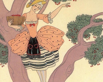 George Barbier „Kirschen“ – Art-déco-Modeillustration – Vintage-Poster