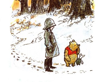 Vintage Winnie de Poeh-print: Shepard-illustratie, kinderkamerkunst