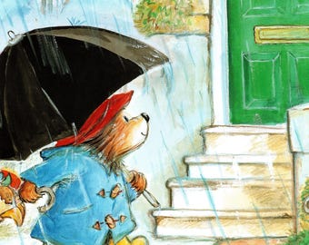 Vintage dubbelzijdige afdruk Paddingtonbeer: kinderkamerkunst