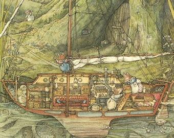 Brambly Hedge "Sea Story" Vintage Print: Jill Barklem Mice Outing, 1999