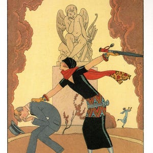 Ilustración de moda art déco de George Barbier: póster vintage &quot;1924 Anger&quot;