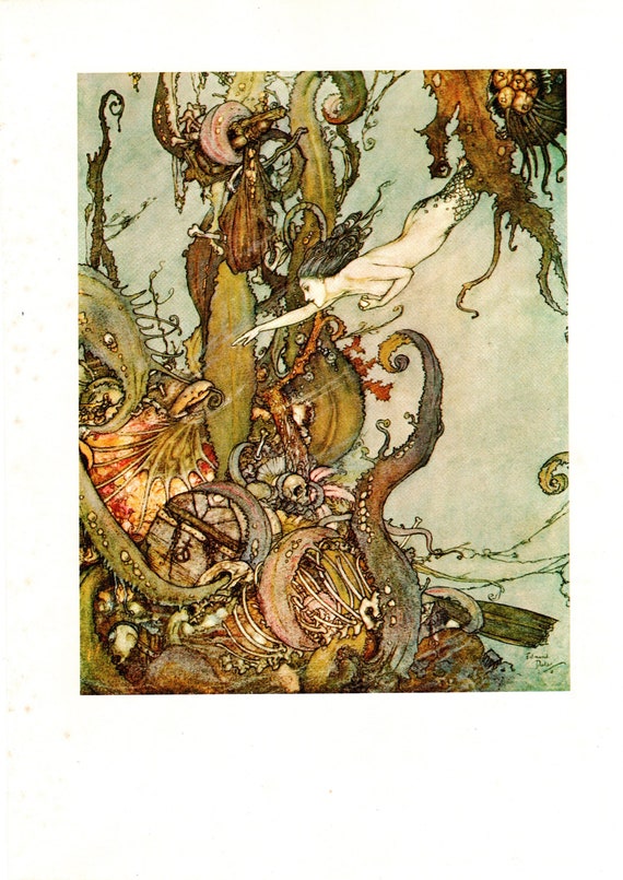 エドマンド・デュラック『人魚姫』版画：1975年 童話アート - Etsy 日本