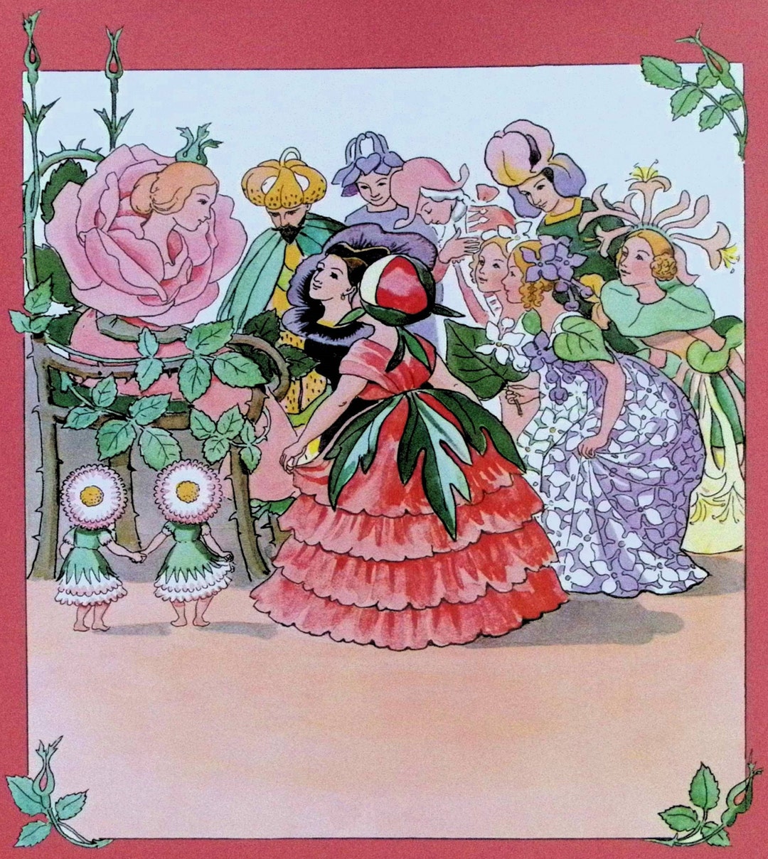 Elsa Beskow Original Large Vintage Print - Nordic Folklore - Whimsical Art - Little Folk and ...