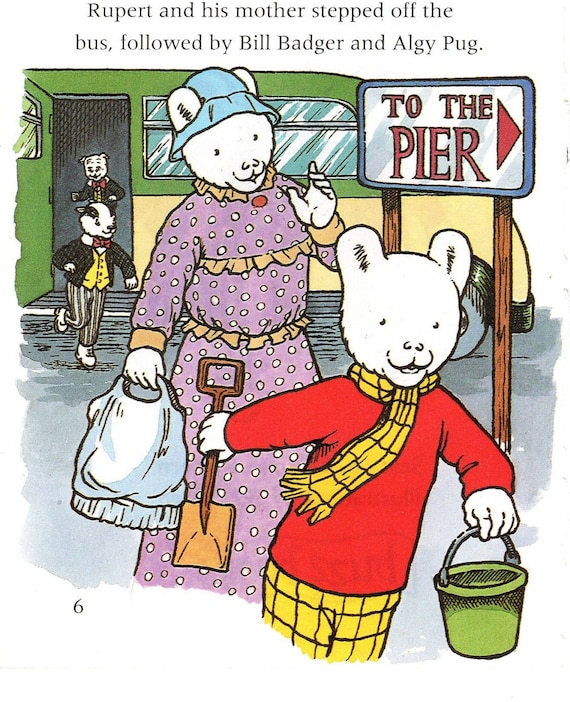 Rupert Bear Print Original Vintage Rupert and the Rope Trick Delightful Nursery Children s Art Unique Gift