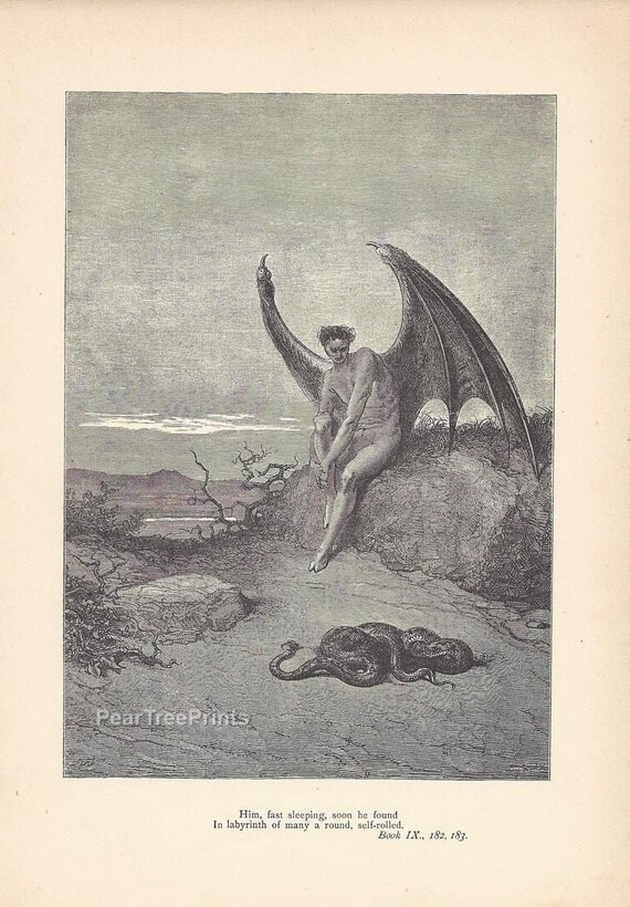 ギュスターヴ・ドレ「失楽園」彫刻：1887年ミルトンイラスト - Etsy 日本