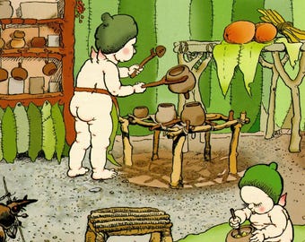 May Gibbs Gumnut Babies Vintage Print: Australian Nursery Decor