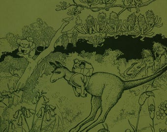 May Gibbs Vintage 2-sided Print: Gumnut Babies Fairytale Landscape