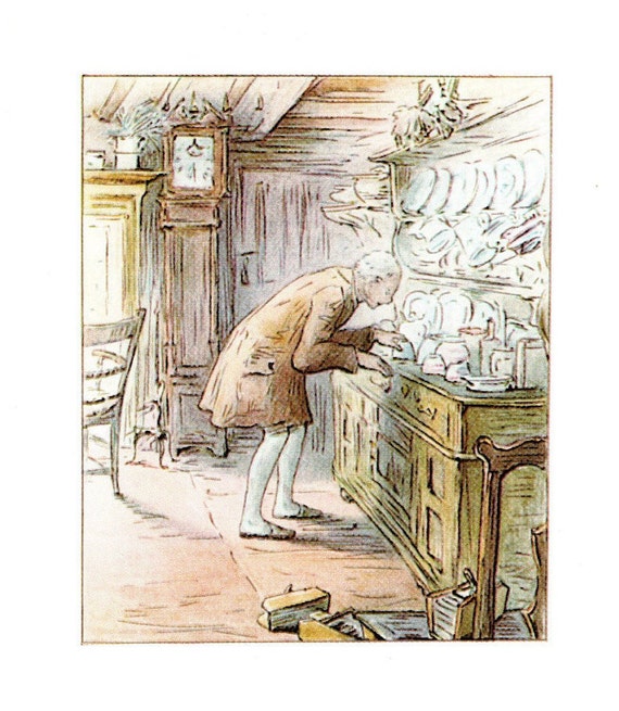 ウォールフレーム　ビアトリクス・ポッター グロスターの仕立屋　アヒルのジマイマ 1903年 ビアトリクス・ポターの版画：グロスターの仕立て屋