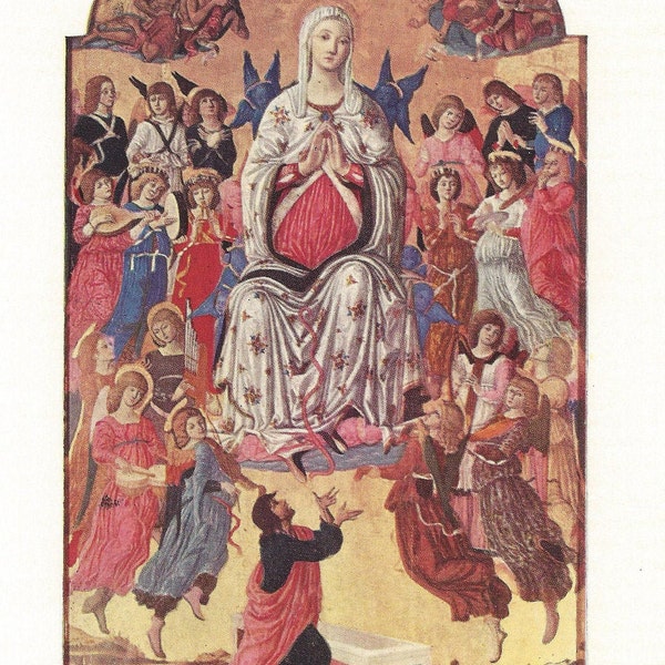 1958 Original print - The Madonna of the Girdle painting - "The Concise Encyclopaedia of Music and Musicians” - unique gift - music lovers