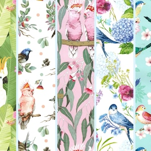 5 Australian NATIVE BIRDS BOTANICALS Folded Wrapping Paper - Galahs - Parrots - Gift Wrap All Occasions, Crafts, Decoupage, Scrapbooking