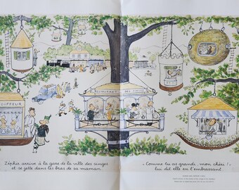 Babar en Avion 1989年 ブリュノフ アートポスター Babar en Avion