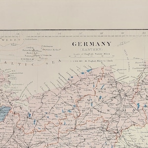 Antique Eastern Germany Map: 1889 Cartography Print