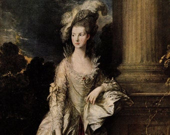 Gainsborough &quot;Hon. Mrs Graham&quot; Vintage Art Print, 1934 Tip-in