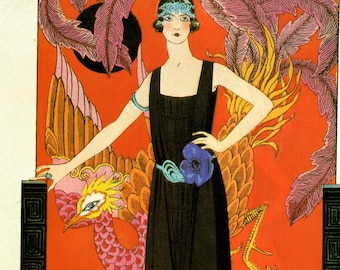 George Barbier Art-Deco-Illustration: Vintage-Modedruck von 1921