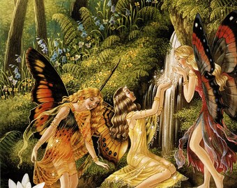 Shirley Barber Original Vintage Fairies Print – Fairyland - Forest and Woodland Creatures - Unique Gift