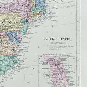 アンティーク 東アメリカ オリジナル 1889 年地図 - 希少な 19 世紀の大型地図 - 地図収集家へのユニークなギフト - 地図作成