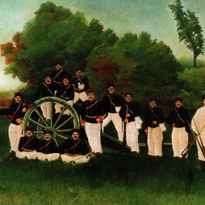 Henri Rousseau Druck: Artillerie Männer, c1893-1895 - Vintage Post-Impressionistische Kunst