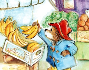 Vintage dubbelzijdige afdruk Paddingtonbeer: kinderkamerkunst