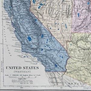 アンティーク 西アメリカ オリジナル 1889 年地図 - 希少な 19 世紀の大型地図 - 地図収集家へのユニークなギフト - 地図作成