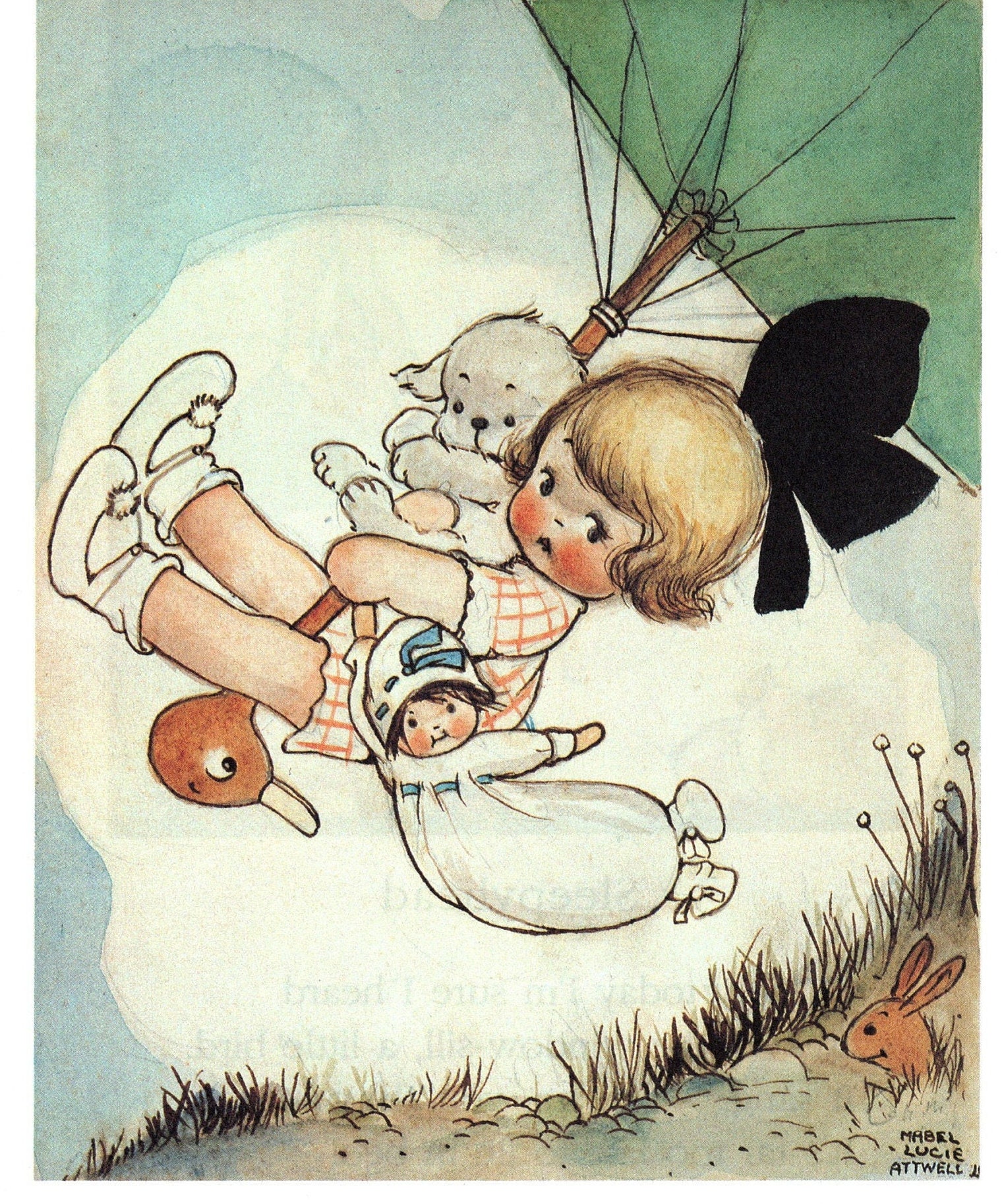 1994 Mabel Lucie Attwell Original Vintage 2-sided Print