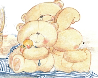 Vintage Forever Friends-teddybeerprint: kinderkamerkunst 1991