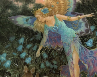 Shirley Barber Fairies Original Vintage Print – Fairyland - Forest and Woodland Creatures - Unique Gift