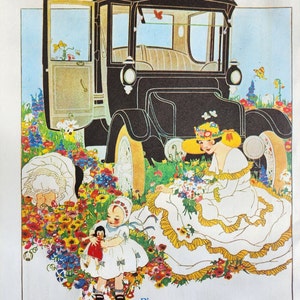 Baker and Pierce-Arrow Antique American Auto Ads - Large Original Vintage Poster 2-sided - Unique gift classic car enthusiasts