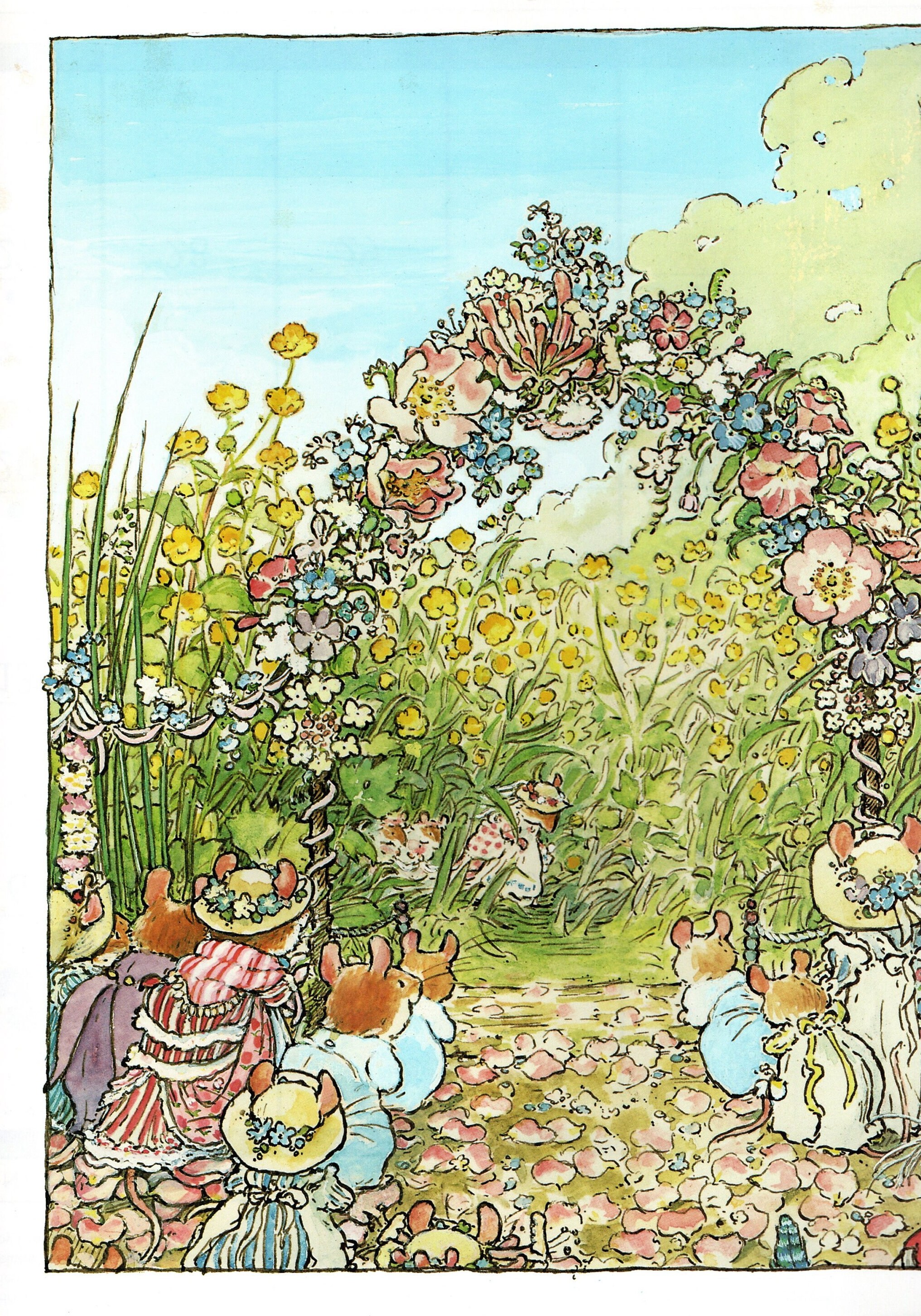 Brambly Hedge Vintage Print: Jill Barklem Mice Illustration