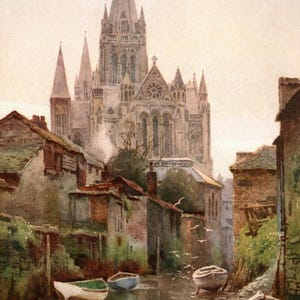 Stampa della Cattedrale di Truro del 1911: Cornish Riviera Vintage Wall Art